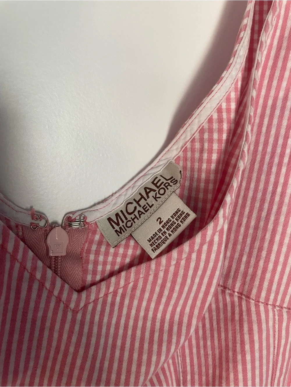 MICHAEL Michael Kors Dark Pink Striped V-Neck Dress (size small)